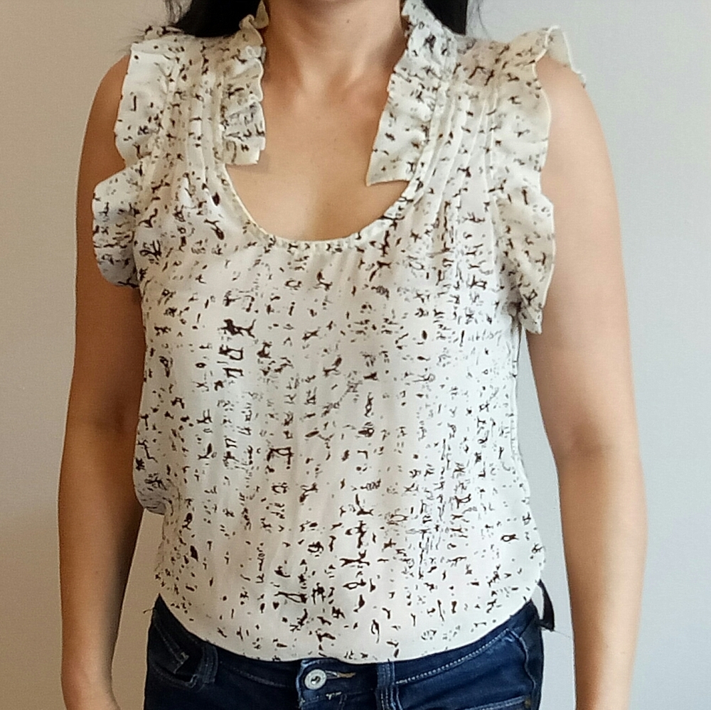 Converse semi sheer ruffle blouse XS